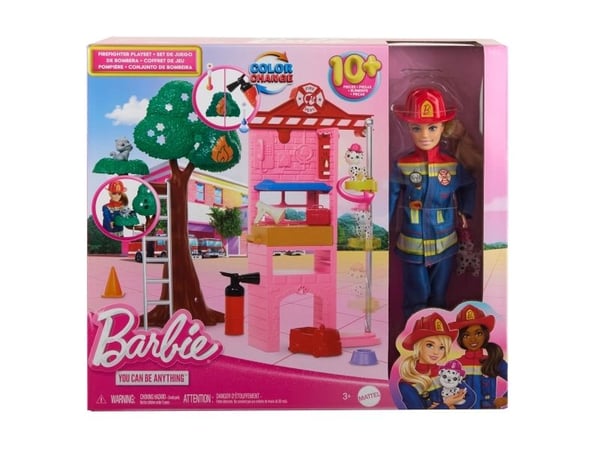 Barbie Firefighter Playset with Blonde Fashion Doll, Fire Station, 2 Pets & 10+ Accessories, Fashion doll, Female, 3 yr(s), Girl, 315.4 mm, 500 g