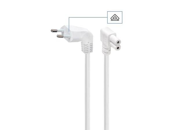 Cablexpert - Strömkabel - Eurokontakt (hane) vinklad till power IEC 60320 C7 vinklad - 10 A - 2.5 m - formpressad - vit