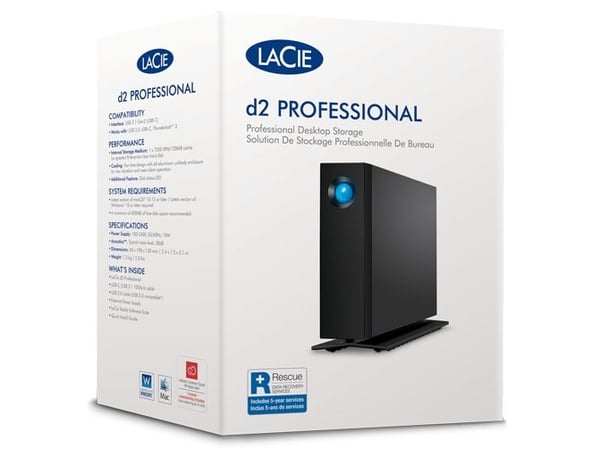 LaCie d2 Professional STHA20000800 - Harddisk - 20 TB - ekstern (stasjonær) - USB 3.2 Gen 2 (USB-C kontakt) - 7200 rpm - med 5 års datagjenoppretti...
