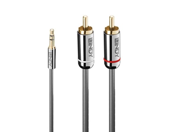 Lindy Cromo Line - Audiokabel - mini-phone stereo 3,5 mm han till RCA han - 50 cm - antracit (sort) - rund