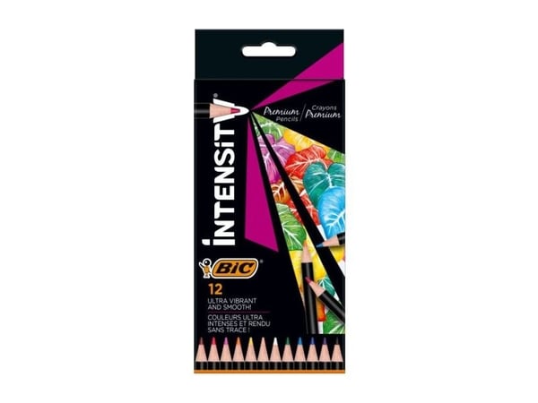 BIC Intensity Premium, Sort, Blå, Brun, Grønn, Lyseblå, Oransje, Rosa, Lilla, Rød, Fiolett, Hvit, Gult, 12 stykker BIC Intensity Premium, Sort, Blå, Brun, Grønn, Lyseblå, Oransje, Rosa, Lilla, Rød, Fiolett, Hvit, Gult, 12 stykker