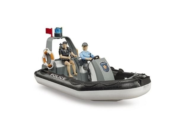 Bruder Dodge Ram 2500 Police pickup truck, trailer, boat, 2 figures with Light and Sound toy