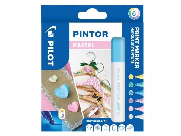 Marker Pilot Pintor Pastel Mix Medium 1,4 mm med 6 stk. ass. farver