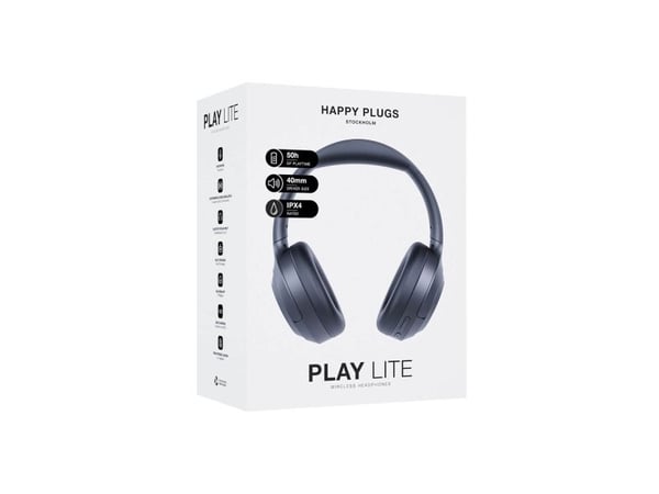 Happy Plugs Play Lite sankakuulokkeet FM-radiolla, musta, 350 g