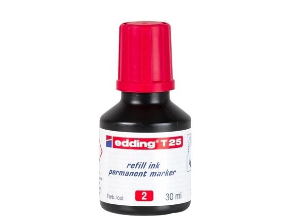 Edding T25, Rød, 30 ml, Edding No.1, 21, 22, 25, 400, 500, 550, 800, 850, 3000, 3300, 1 stykker