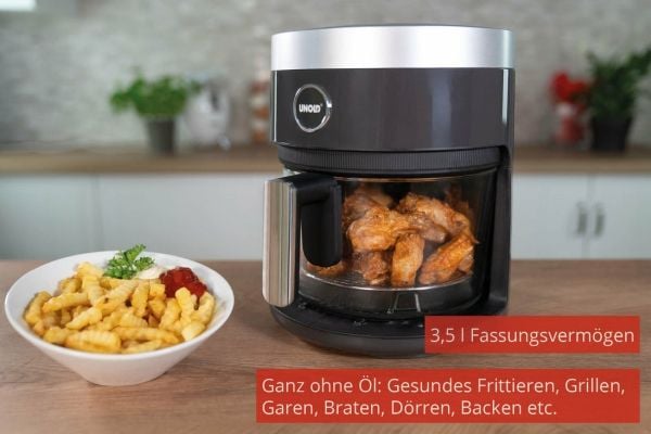 Unold 58695, varmluftsfritös, 4,5 L, 0,8 kg, 65 °C, 200 °C, 60 min.