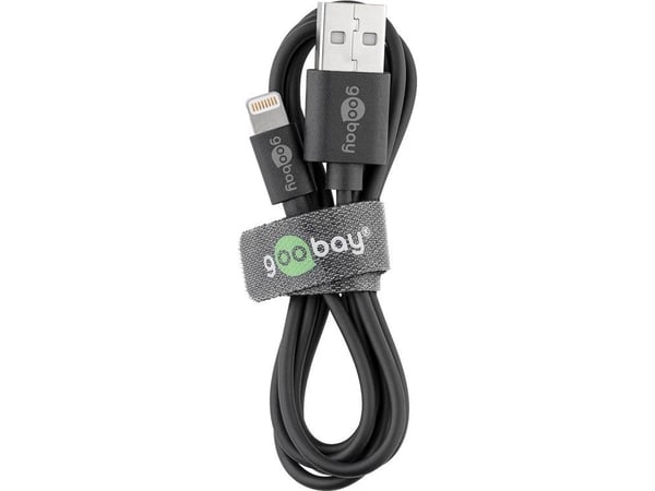 Goobay 72906, 2 m, Lightning, USB A, Hankjønn, Hankjønn, Svart