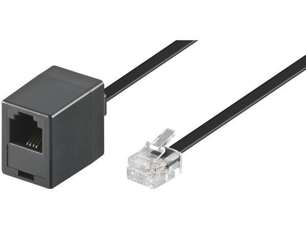 Goobay 10m RJ-11 kabel, 10 m, RJ-11 M, RJ-11 FM, Svart, Hanstik, Hunstik