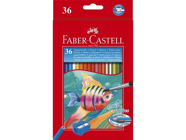 Faber-Castell - Sivellin ja värillinen sivellinsarja - vesiväri (36 kpl)