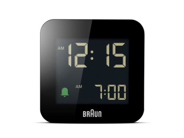 Braun BC08, Digital vekkerklokke, firkant, Svart, 12/24h, LCD, Batteri