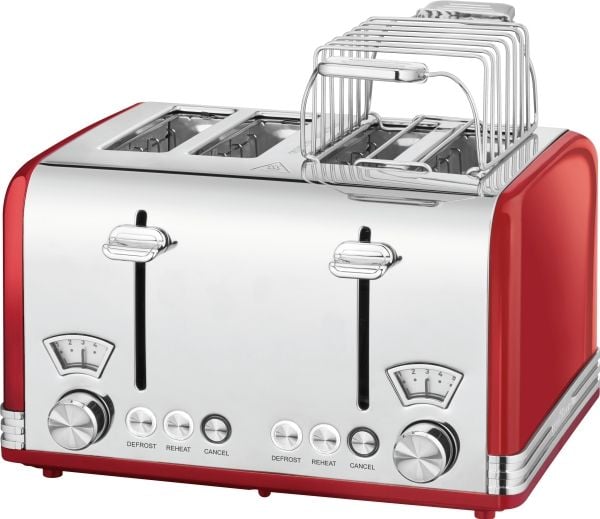 ProfiCook PC-TA 1194, 4 skiver, Rød, Stål, Metall, Knapper, Nivå, Rotasjon, 1630 W, 220 - 240 V