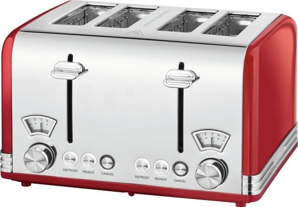 ProfiCook PC-TA 1194, 4 skiver, Rød, Stål, Metall, Knapper, Nivå, Rotasjon, 1630 W, 220 - 240 V