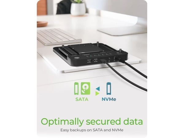 ICY BOX IB-2913MCL-C31 - HDD / SSD-dokkestasjon - 2,5" / 3,5" delt - SATA - USB 3.2 (Gen 2) - svart