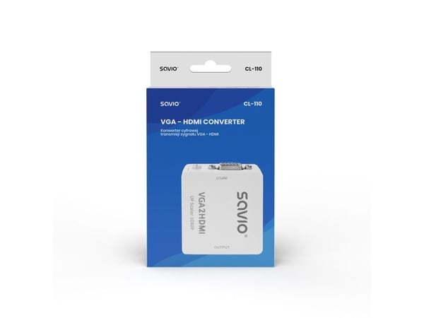 Savio CL-110 Omvandlare/Adapter VGA-> HDMIFull HD/1080p 60Hz, VGA, HDMI
