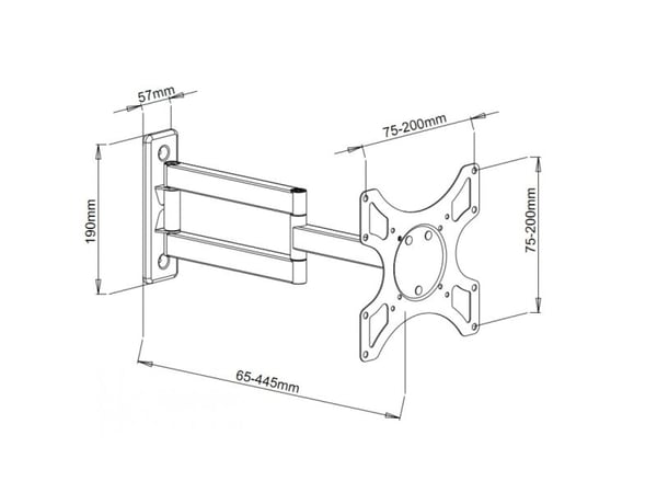 TECHly - Monteringssett (veggbrakett) - tippbar - for LCD-skjerm - 3 joints - svart og hvitt - skjermstørrelse: 19"-37"