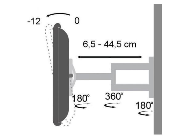 TECHly - Monteringssett (veggbrakett) - tippbar - for LCD-skjerm - 3 joints - svart og hvitt - skjermstørrelse: 19"-37"