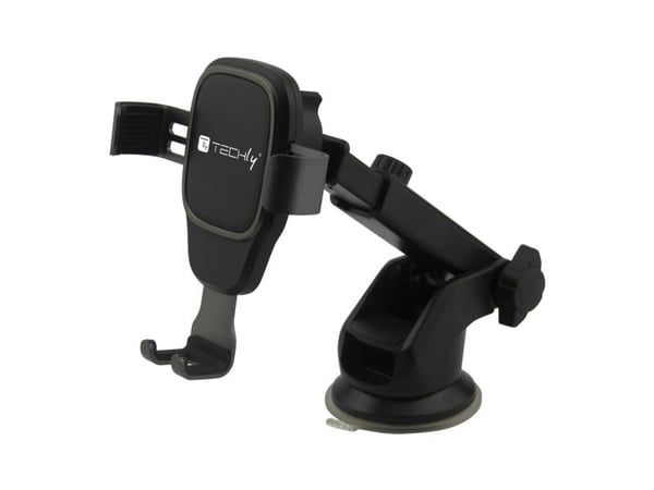 TECHly - Bilholder for mobiltelefon - universal, with gravity system - from 2.5" to 3.6" wide - svart