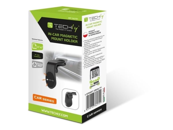 TECHly - Magnethållare för mobiltelefon - from 3.5" to 6.5" - svart