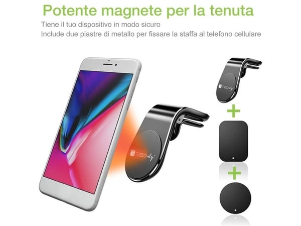 TECHly - Magnethållare för mobiltelefon - from 3.5" to 6.5" - svart