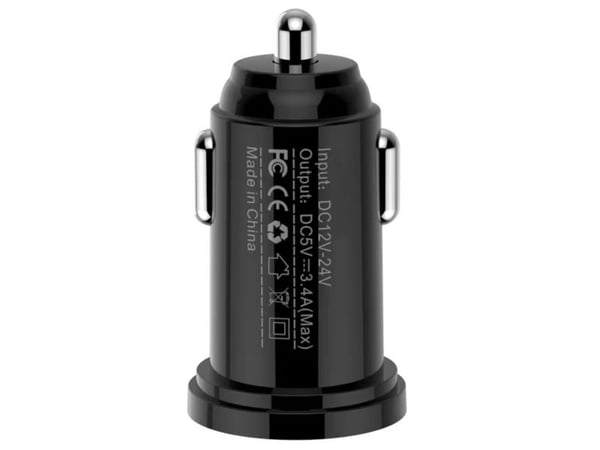TECHly - Bilstrømadapter - 12 watt - 2.4 A - 2 utgangskontakter (2 x USB) - svart