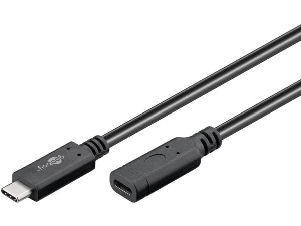 Goobay 61038, 1 m, USB C, USB C, USB 3.2 Gen 2 (3.1 Gen 2), 10 Gbit/s, Svart