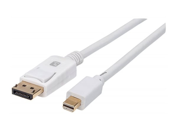 TECHly - DisplayPort-kabel - Mini DisplayPort (hann) til DisplayPort (hann) - 2 m - 4 Kx2K60 Hz-støtte - hvit