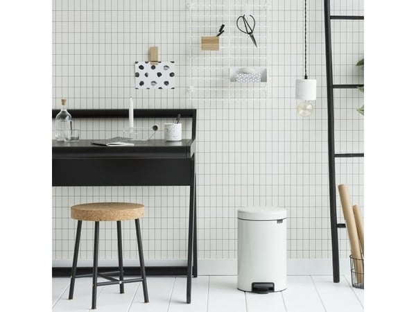 Poljinkori, Brabantia newIcon, valkoinen, jauhemaalattu teräs, 12 l, muovinen sisäsäiliö