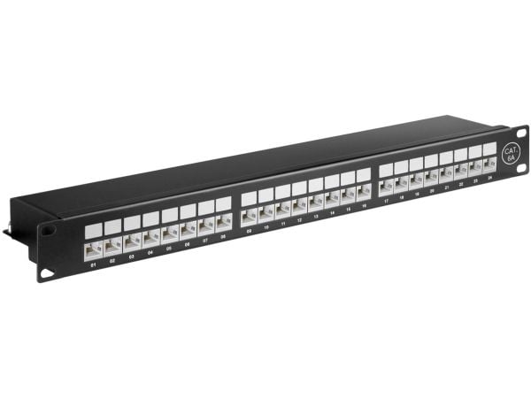 CAT 6A 19 tums (48,3 cm) kopplingspanel, 24 portar (1 HE)