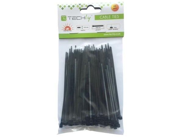 Techly 280 x 4.8mm, Nailon, Musta, 3 - 70 mm, CE, UL, RoHS, Reach, ISO 9001, 280 mm, 4,8 mm