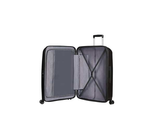 American Tourister BON AIR DLX, Vaunu, Kova kuori, Musta, Suuri, Polypropeeni (PP), 4 renkaita
