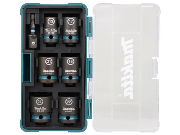 Makita E-16592, Kraftpipesett, Sort, Teal, 1 hoder, 1/2", Metrisk, 13,17,19,21,22,24 mm