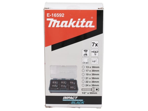 Makita E-16592, Kraftpipesett, Sort, Teal, 1 hoder, 1/2", Metrisk, 13,17,19,21,22,24 mm