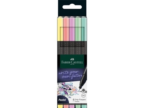 Faber-Castell FINEPEN - Fineliner - pastellfärger - food coloring ink - 0.4 mm - fin (paket om 5)