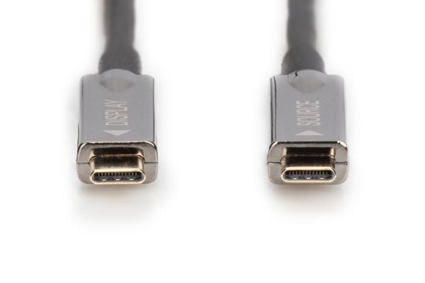 DIGITUS - USB-kabel - USB-C (hann) til USB-C (hann) - DisplayPort 1.2 - 10 m - Active Optical Cable (AOC), 4K 60Hz støtte, 1920 x 1080 at 120 Hz su...