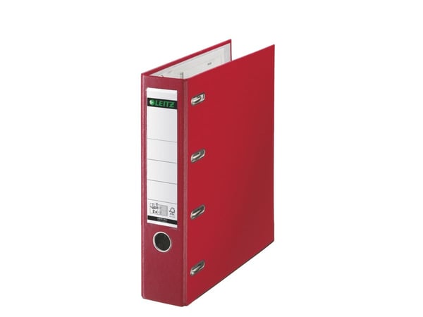 Leitz - Hevarmbuefil - bokryggbredde: 75 mm - for A5 (148 x 210 mm) - kapasitet: 1000 ark - landskap - rød