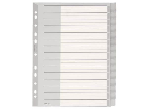 Leitz - Avdelare - 15 delar - för 238 x 297 mm - tabbad - grå