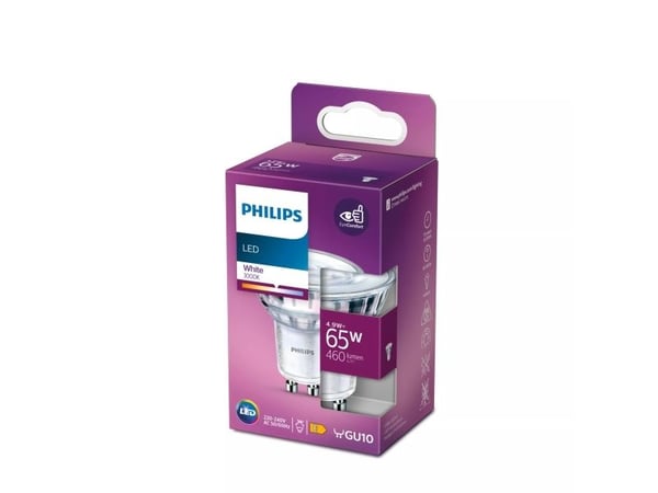 Philips Spotti, 4,9 W, 65 W, GU10, 460 lm, 15000 h, Valkoinen