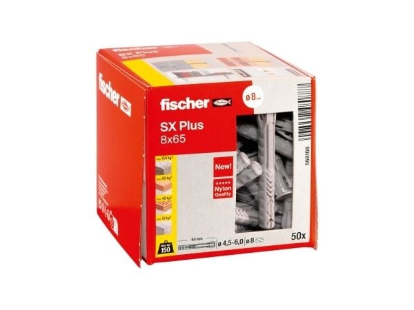 Fischer 568108, Expansionsankare, Autoklaverad lättbetong, Tegel, Betong, Gipsskiva, Murverk, Nylon, Grå, Tyskland, 8 mm