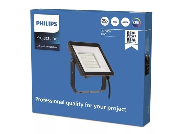 Philips-projektori, musta, IP65, metalli, I, U-kiinnike, 30 W