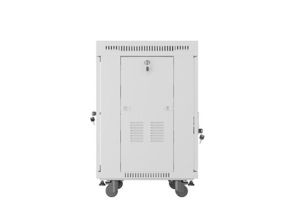 Lanberg FF01 series V2 - Rack skåp - 600x600, platt paket, glasdörr, LCD - med LCD-skärm, termostat - fristående - grå, RAL 7035 - 15U - 19"