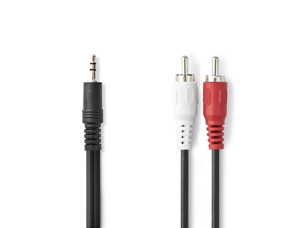 Nedis CAGL22200BK100, 3,5 mm, hane, 2 x RCA, hane, 10 m, svart Nedis CAGL22200BK100, 3,5 mm, hane, 2 x RCA, hane, 10 m, svart