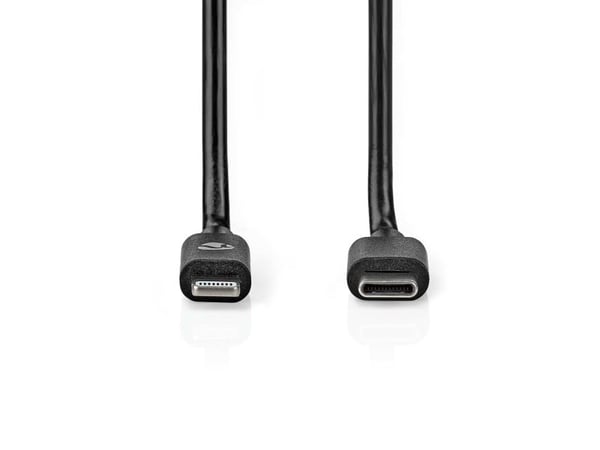 Nedis CCGP39650BK20, 2 m, Lightning, USB C, Hankontakt, Hankontakt, Svart
