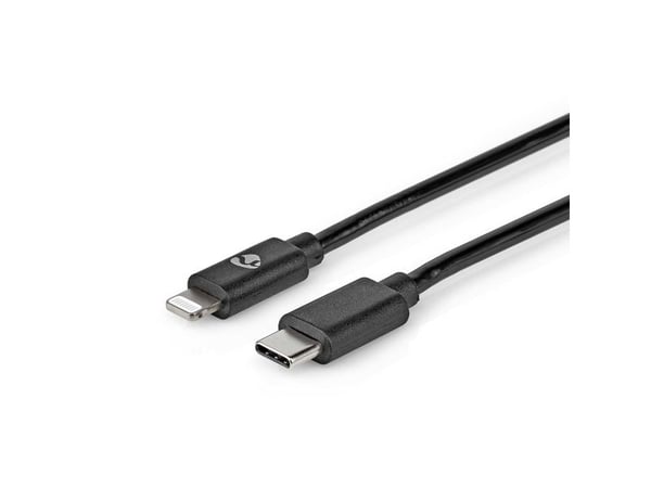 Nedis CCGP39650BK20, 2 m, Lightning, USB C, Hankontakt, Hankontakt, Svart