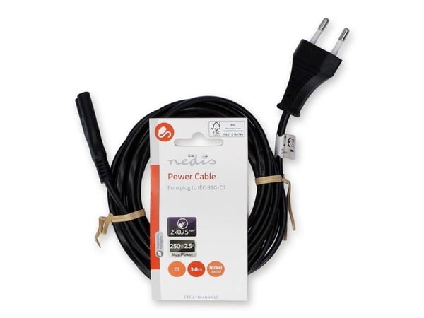 Nedis CEGL11040BK30, 3 m, C7-liitin, 250 V