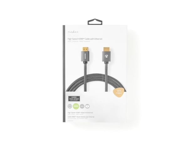 Nedis CVTB34000GY30, 3 m, HDMI Typ A (standard), HDMI Typ A (standard), 3D kompatibilitet, 18 Gbit/s, Grå