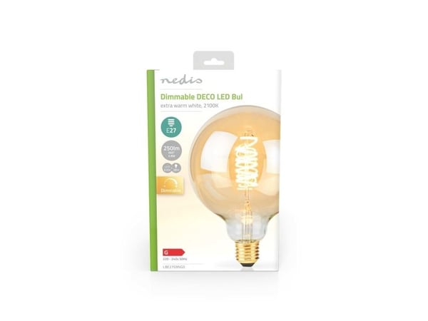 Nedis LBE27G95GD, 3,8 W, E27, 250 lm, 15000 h, Lämmin valkoinen