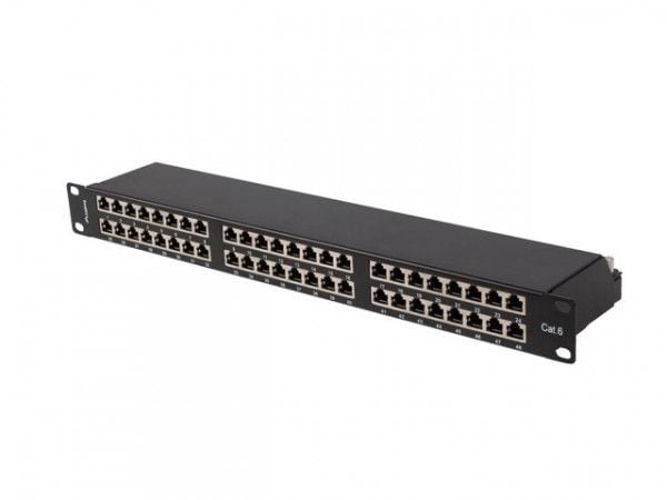 Lanberg - Patch-panel - rackmontering - CAT 6 - FTP - RJ-45 X 48 - RAL 9004, svart - 1U - 19"