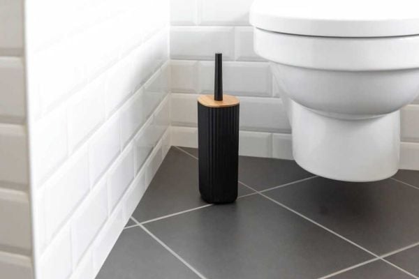 WENKO Rotello, Toalettborste och hållare, Svart, Bamboo, Plast, 360 mm, 10 cm, 7,5 cm
