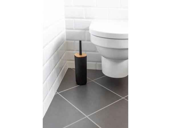 WENKO Rotello, Toalettborste och hållare, Svart, Bamboo, Plast, 360 mm, 10 cm, 7,5 cm