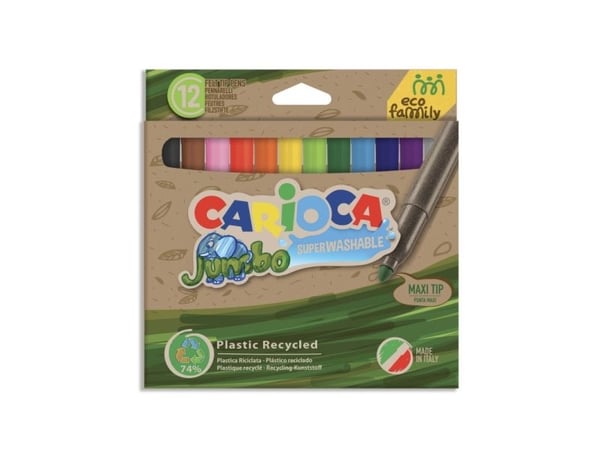 Carioca Eco Family Jumbo, 12 farger, Flerfarget, 6 mm, Flerfarget, Rund, Italia Carioca Eco Family Jumbo, 12 farger, Flerfarget, 6 mm, Flerfarget, Rund, Italia